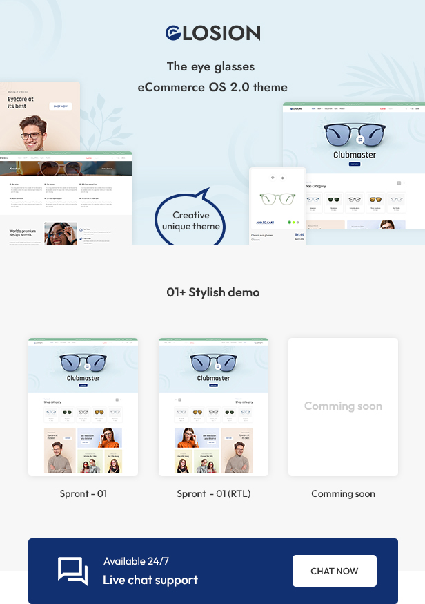 Glosion - The Eye Glasses Shopify 2.0 Theme - 1